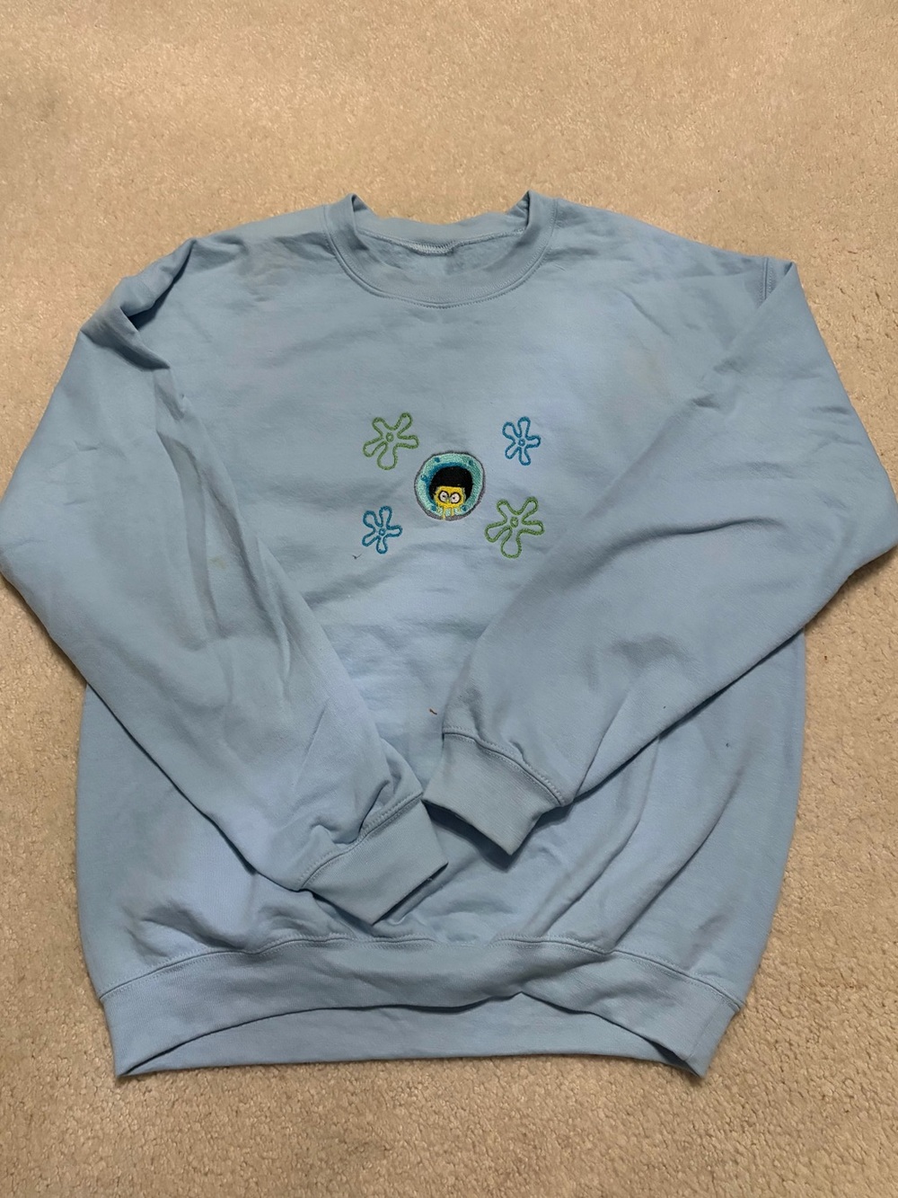 Custom Embroidered Batman Swoosh Crewneck Sweatshirt White M